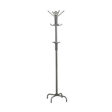 Monarch Specialties Coat Rack, Hall Tree, Free Standing, 12 Hooks, Entryway, 70"H, Bedroom, Metal, Grey, Contemporary I 2007
